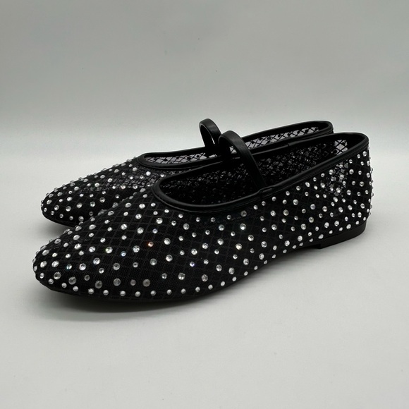Madden NYC Black Mesh Rhinestone Mary Jane Flats | Size 7 | Vegan | New in Box - Picture 4 of 11